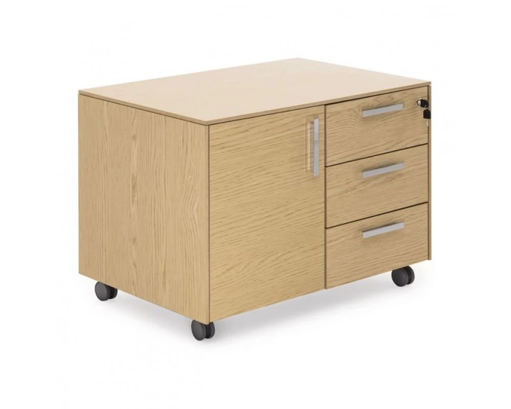 Тумба 3 ящика, 1 дверь 86х58х63 Exe Дуб светлый/Хром