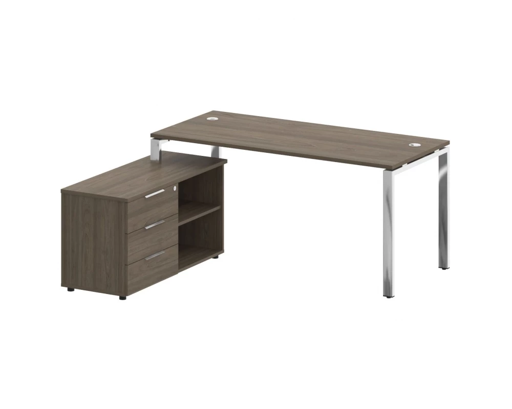 Стол рабочий руководителя с опорной тумбой левый 1700x1520x750 Metal System Direct