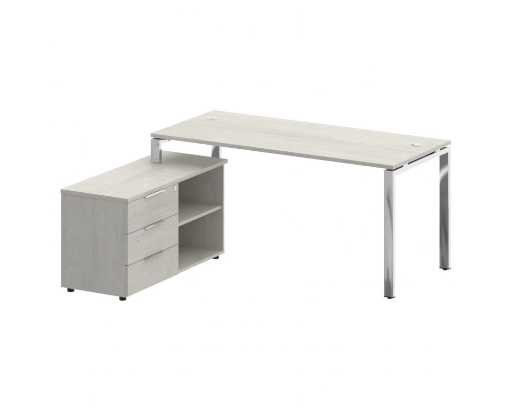 Стол рабочий руководителя с опорной тумбой левый 1700x1520x750 Metal System Direct