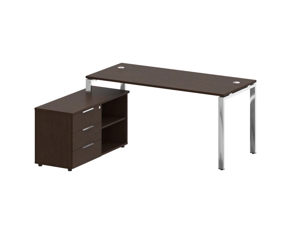 Стол рабочий руководителя с опорной тумбой левый 1700x1520x750 Metal System Direct