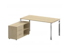 Стол рабочий руководителя с опорной тумбой левый 1700x1620x750 Metal System Direct images