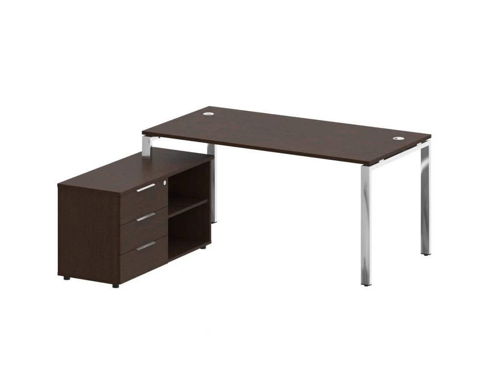 Стол рабочий руководителя с опорной тумбой левый 1700x1620x750 Metal System Direct