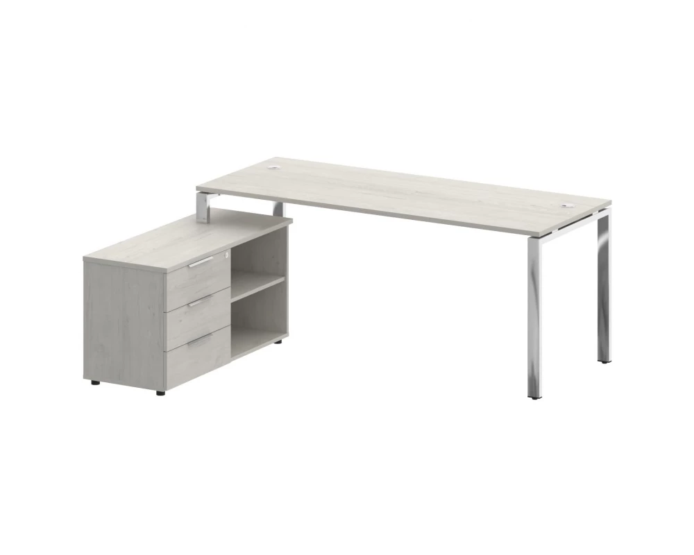 Стол рабочий руководителя с опорной тумбой левый 1900x1520x750 Metal System Direct