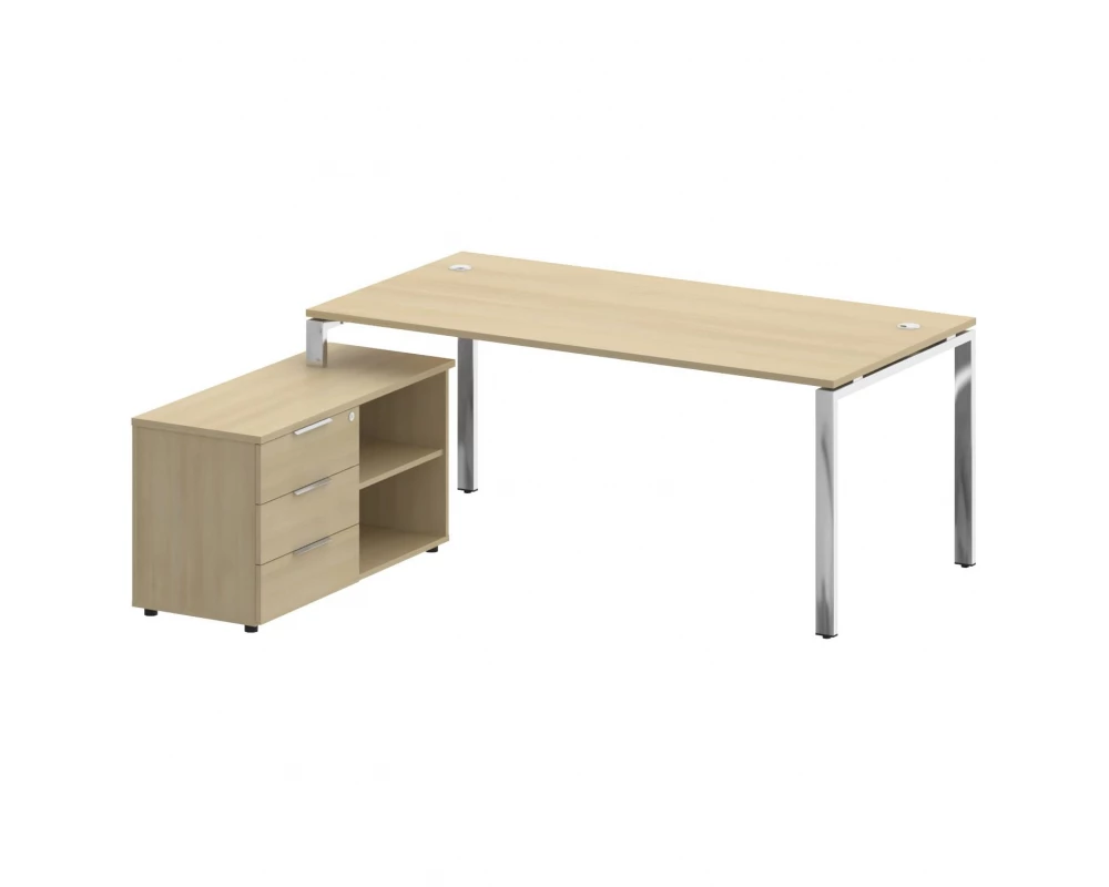 Стол рабочий руководителя с опорной тумбой левый 1900x1720x750 Metal System Direct