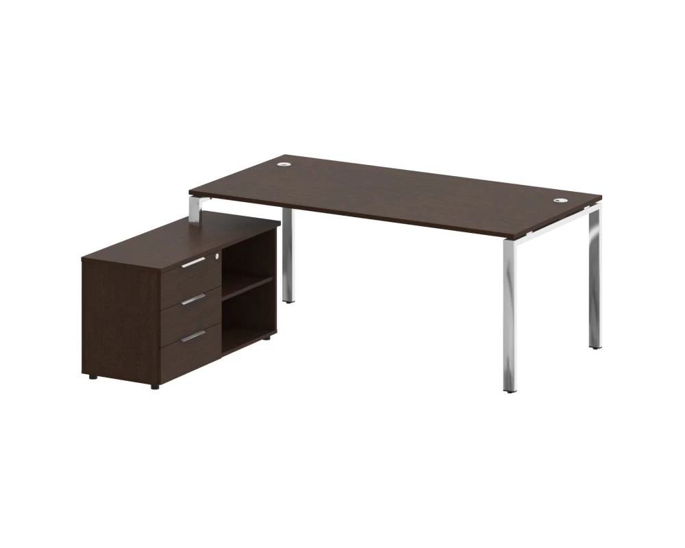 Стол рабочий руководителя с опорной тумбой левый 1900x1720x750 Metal System Direct