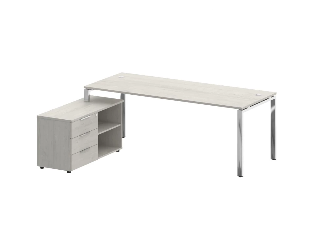 Стол рабочий руководителя с опорной тумбой левый 2100x1620x750 Metal System Direct