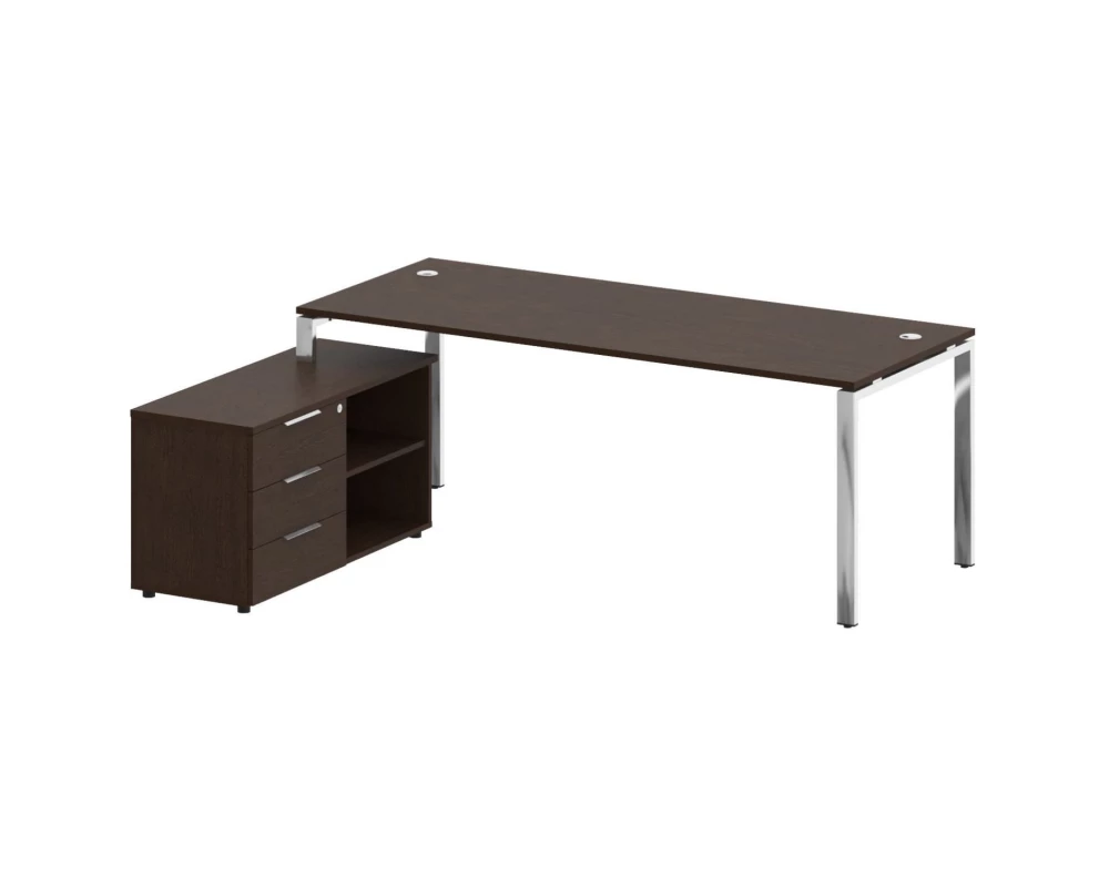 Стол рабочий руководителя с опорной тумбой левый 2100x1620x750 Metal System Direct