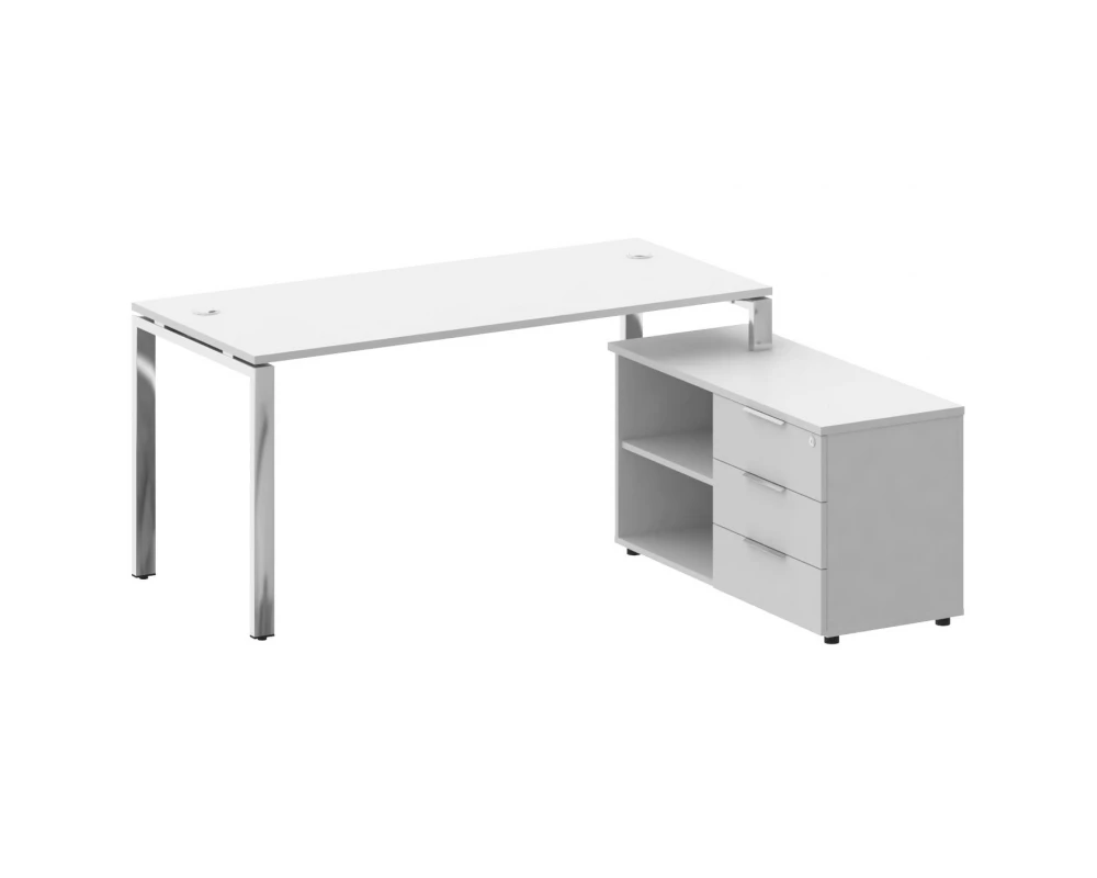 Стол рабочий руководителя с опорной тумбой правый 1700x1520x750 Metal System Direct