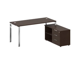 Стол рабочий руководителя с опорной тумбой правый 1700x1520x750 Metal System Direct images