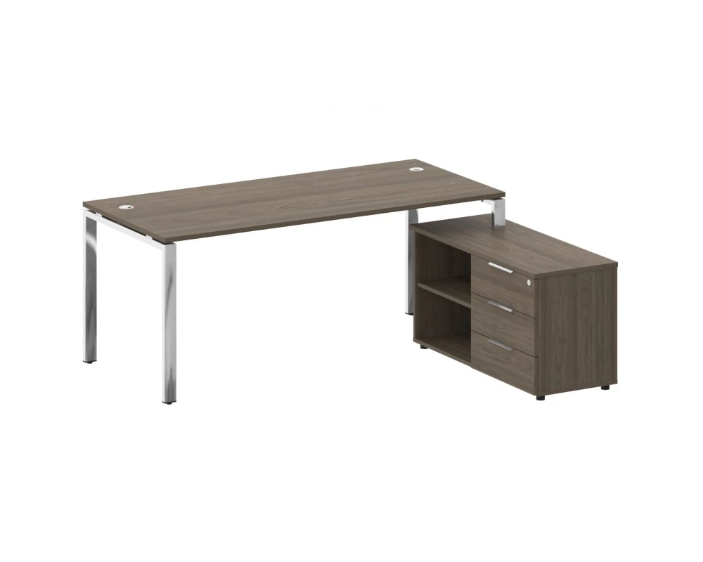 Стол рабочий руководителя с опорной тумбой правый 1900x1620x750 Metal System Direct