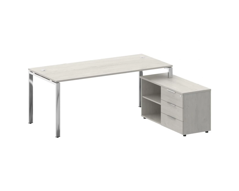 Стол рабочий руководителя с опорной тумбой правый 1900x1620x750 Metal System Direct