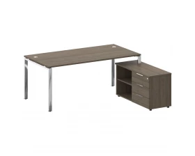 Стол рабочий руководителя с опорной тумбой правый 1900x1720x750 Metal System Direct images