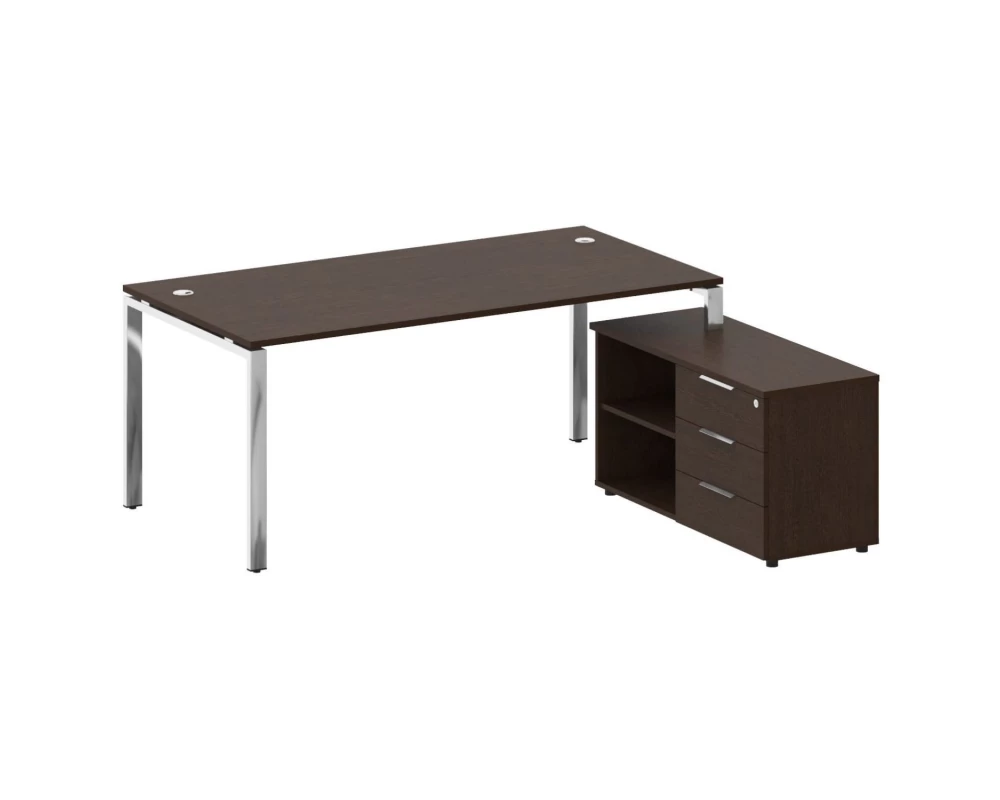 Стол рабочий руководителя с опорной тумбой правый 1900x1720x750 Metal System Direct