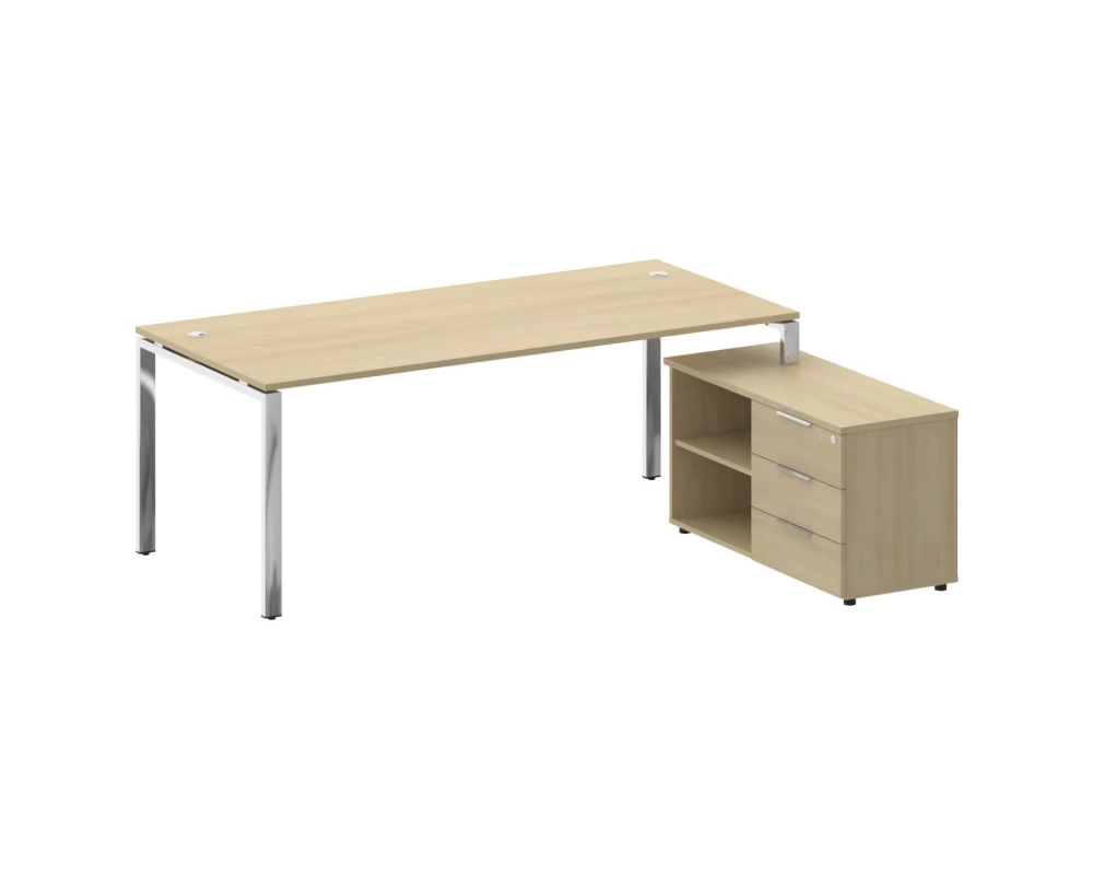 Стол рабочий руководителя с опорной тумбой правый 2100x1720x750 Metal System Direct