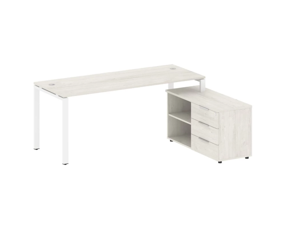 Рабочая станция на П-образном м/к с опорной тумбой правая 190x152x75 Metal System