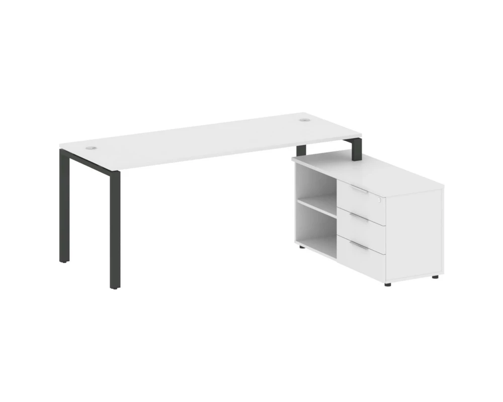 Рабочая станция на П-образном м/к с опорной тумбой правая 190x152x75 Metal System