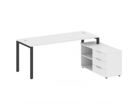 Рабочая станция на П-образном м/к с опорной тумбой правая 190x152x75 Metal System images