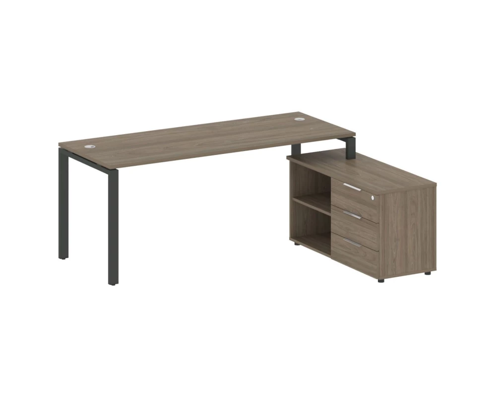 Рабочая станция на П-образном м/к с опорной тумбой правая 190x152x75 Metal System