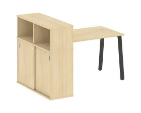 Стол письменный на А-образном м/к с опорным шкафом-купе 161x112x109,8 Metal System images
