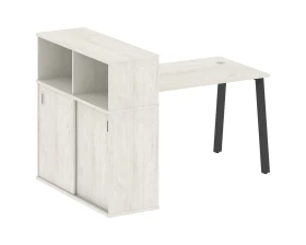 Стол письменный на А-образном м/к с опорным шкафом-купе 161x112x109,8 Metal System images