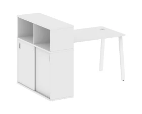 Стол письменный на А-образном м/к с опорным шкафом-купе 161x112x109,8 Metal System images