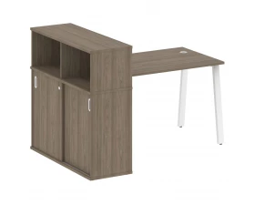 Стол письменный на А-образном м/к с опорным шкафом-купе 161x112x109,8 Metal System images