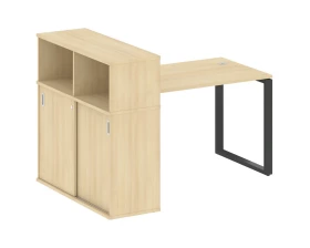 Стол письменный на О-образном м/к с опорным шкафом-купе 161x112x109,8 Metal System images