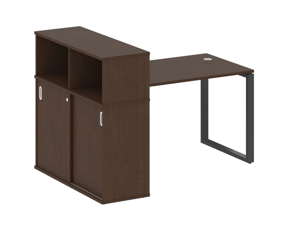 Стол письменный на О-образном м/к с опорным шкафом-купе 161x112x109,8 Metal System