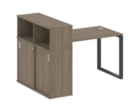 Стол письменный на О-образном м/к с опорным шкафом-купе 161x112x109,8 Metal System images