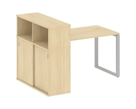 Стол письменный на О-образном м/к с опорным шкафом-купе 161x112x109,8 Metal System images