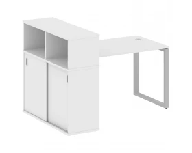 Стол письменный на О-образном м/к с опорным шкафом-купе 161x112x109,8 Metal System images