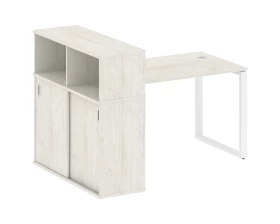 Стол письменный на О-образном м/к с опорным шкафом-купе 161x112x109,8 Metal System images