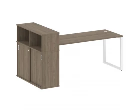 Стол письменный на О-образном м/к с опорным шкафом-купе 221x112x109,8 Metal System images