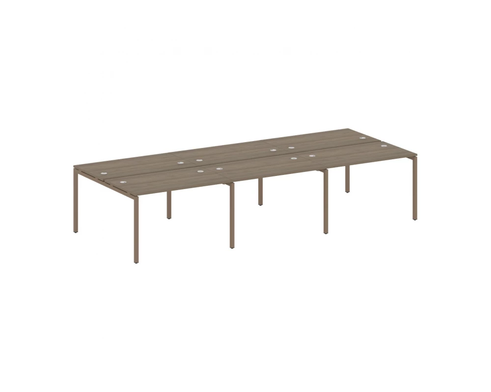 Рабочая станция на 6 раб. мест на П-образном м/к 3600x1475x750 Metal System Quattro 4x4