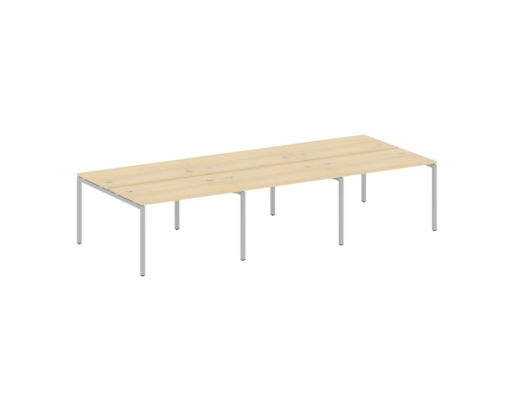 Рабочая станция на 6 раб. мест на П-образном м/к 3600x1475x750 Metal System Quattro 4x4