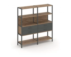 Двухсекционный стеллаж четырехярусный с ящиками 1590х400х1613 Shelf System images