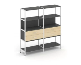 Двухсекционный стеллаж четырехярусный с ящиками 1590х400х1613 Shelf System images