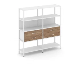 Двухсекционный стеллаж четырехярусный с ящиками 1590х400х1613 Shelf System images