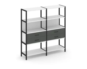 Двухсекционный стеллаж четырехярусный с ящиками 1590х400х1613 Shelf System images