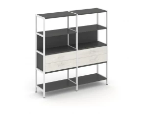 Двухсекционный стеллаж четырехярусный с ящиками 1590х400х1613 Shelf System images