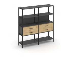 Двухсекционный стеллаж четырехярусный с ящиками 1590х400х1613 Shelf System images