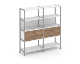 Двухсекционный стеллаж четырехярусный с ящиками 1590х400х1613 Shelf System images