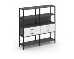 Двухсекционный стеллаж четырехярусный с ящиками 1590х400х1613 Shelf System images