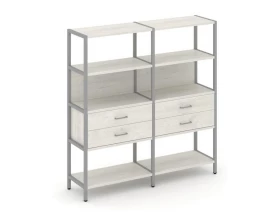 Двухсекционный стеллаж четырехярусный с ящиками 1590х400х1613 Shelf System images