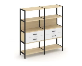 Двухсекционный стеллаж четырехярусный с ящиками 1590х400х1613 Shelf System images