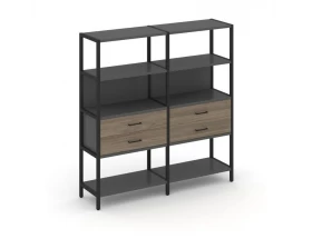 Двухсекционный стеллаж четырехярусный с ящиками 1590х400х1613 Shelf System images