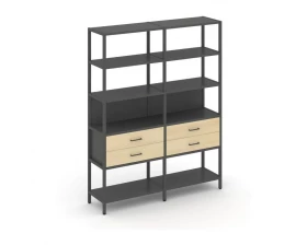 Двухсекционный стеллаж пятиярусный с ящиками 1590х400х1980 Shelf System images