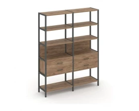 Двухсекционный стеллаж пятиярусный с ящиками 1590х400х1980 Shelf System images