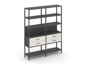 Двухсекционный стеллаж пятиярусный с ящиками 1590х400х1980 Shelf System images