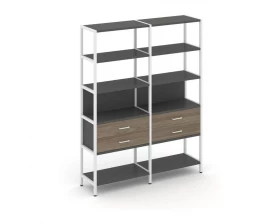 Двухсекционный стеллаж пятиярусный с ящиками 1590х400х1980 Shelf System images